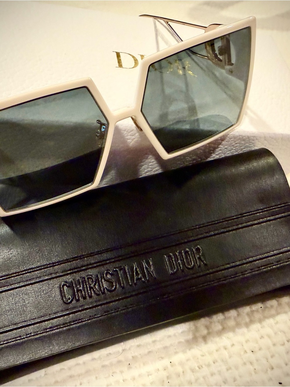 Christian Dior in Neutrals Acetate Oversize Sunglasses with Gradient Lenses